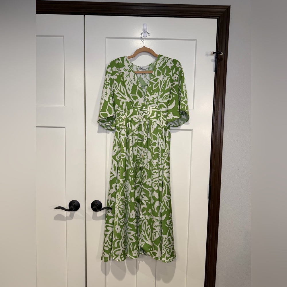 HYFVE Green and White Floral Midi Dress
